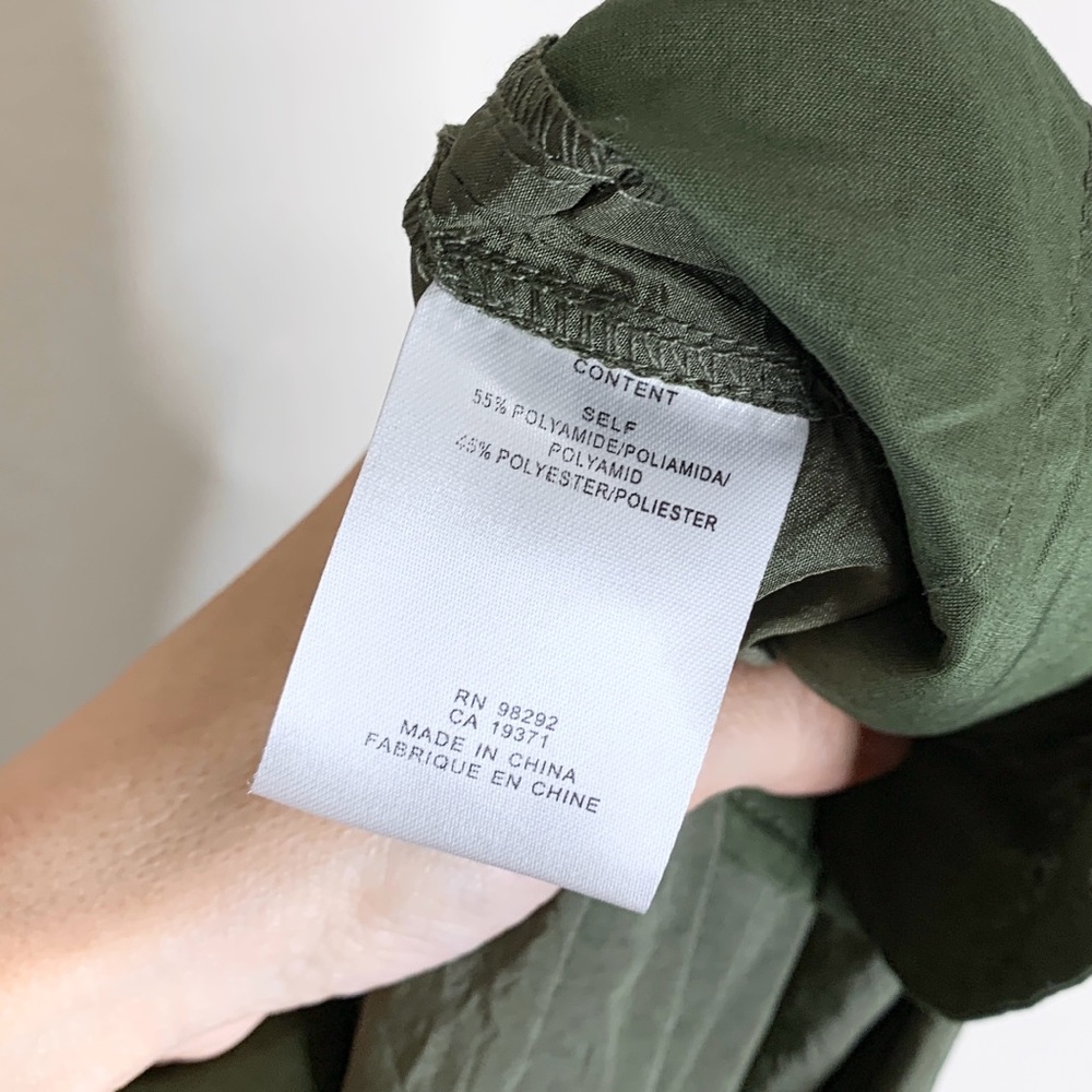 Tibi Stella Crispy Nylon Pleated Cargo Pant (Sz 12 Hemmed) Wide Leg Army Green - Picture 15 of 16